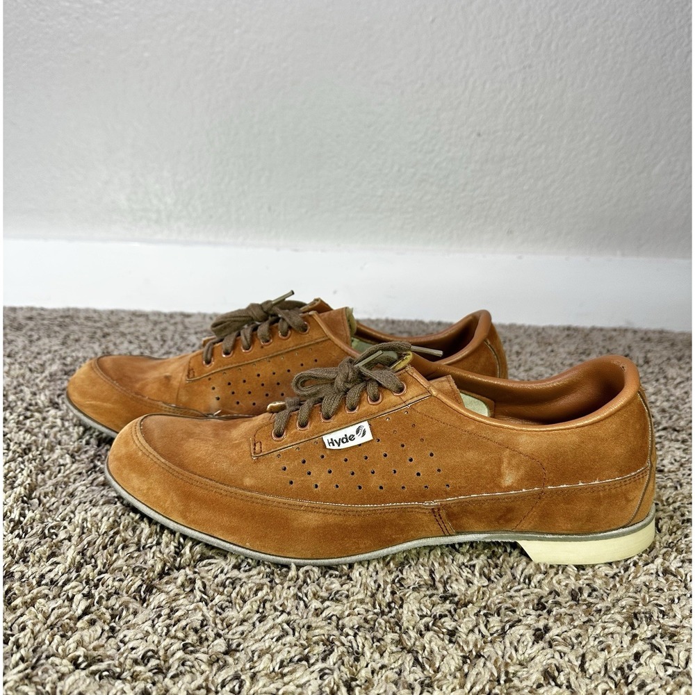 Vintage Hyde Bowling Shoes Women's 12 Tan Beige Leather Suede Lace Up Low Top